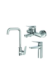 Creavit Bevel Lavabo Banyo Ve Mutfak Batarya Seti - Krom Creavit Bevel Lavabo Banyo Ve Mutfak Batarya Seti - Krom