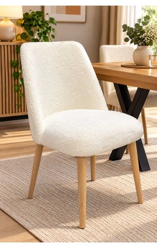 Lavena Teddy Kumaş Ahşap Ayaklı Dekoratif Sandalye Mutfak, Salon, Makyaj Ve Çalışma Sandalyesi Beyaz Beyaz Lavena Teddy Kumaş Ahşap Ayaklı Dekoratif Sandalye Mutfak, Salon, Makyaj Ve Çalışma Sandalyesi Beyaz Beyaz