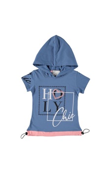 Liay Moda Holy Baskılı Kız Çocuk Tişört Mavi Liay Moda Holy Baskılı Kız Çocuk Tişört Mavi