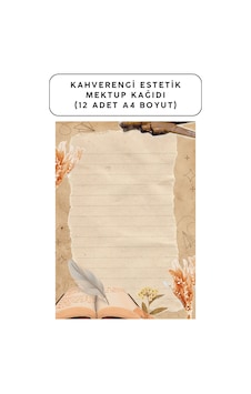 Kahverengi Estetik Mektup Kağıdı 12 Adet A4 Boyut