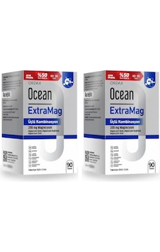 Ocean Extramag 90 Tablet 6 Aylık Magnezyum Destek Paketi 2'li Kofre Ocean Extramag 90 Tablet 6 Aylık Magnezyum Destek Paketi 2'li Kofre