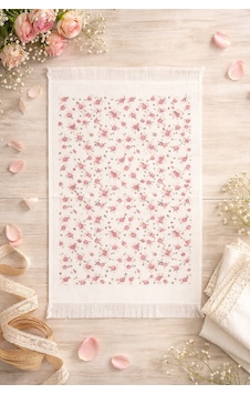 %100 Pamuk Saçaklı Dijital Baskılı El & Yüz Havlusu 40x60 Cm Yumuşak Dokulu, Yüksek Su Emici Mutfak Havlusu Pembe