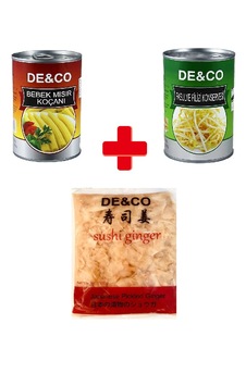 De&co Paketi - Konserve Bebek Mısır Koçanı - Konserve Soya Filizi - Zencefil Turşusu De&co Paketi - Konserve Bebek Mısır Koçanı - Konserve Soya Filizi - Zencefil Turşusu