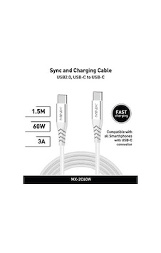 Minix Mx-2c60w Usb-c To Usb-c 150cm Beyaz Kablo Minix Mx-2c60w Usb-c To Usb-c 150cm Beyaz Kablo