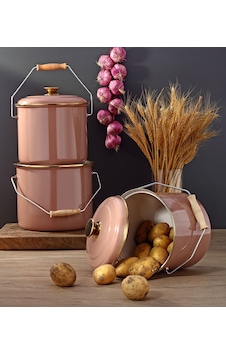 Bonera Emaye 3'lü Kahverengi Bakraç Set, 20-22-24 Cm Kahverengi Bonera Emaye 3'lü Kahverengi Bakraç Set, 20-22-24 Cm Kahverengi