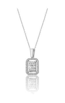 Zanaatsilver 925 Ayar Gümüş Zincirli Baget Taşlı Kolye Zanaatsilver 925 Ayar Gümüş Zincirli Baget Taşlı Kolye