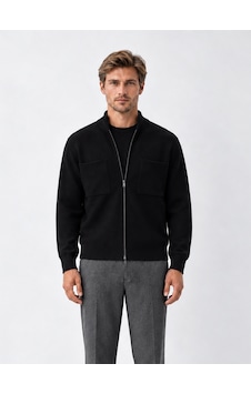 Xint Siyah Regular Fit Dik Yaka Pamuklu Hırka 801666 Xint Siyah Regular Fit Dik Yaka Pamuklu Hırka 801666