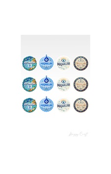 Maşallah Temalı 12'li Dekoratif Su Geçirmez Sticker Seti Standart Maşallah Temalı 12'li Dekoratif Su Geçirmez Sticker Seti Standart