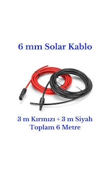 6 mm Mc4 Soketli 6 Metre (3m+3m) Güneş Paneli Solar Kablo 6 mm Mc4 Soketli 6 Metre (3m+3m) Güneş Paneli Solar Kablo