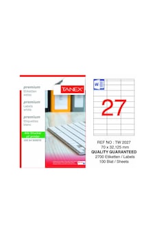 Tw-2027 70x32.125 Laser Etiket 100lü Tw-2027 70x32.125 Laser Etiket 100lü