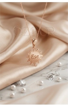 925 Ayar Gümüş, İsimli, Minimal Güneş Kolye Rose Gold 925 Ayar Gümüş, İsimli, Minimal Güneş Kolye Rose Gold