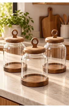 Atbyhome 3'lü Akasya Altlıklı Halka Kulplu Cam Erzak Kavanozu 1100 Ml - Vakumlu Kiler Bakliyat Saklama Kabı Seti Ahşap Atbyhome 3'lü Akasya Altlıklı Halka Kulplu Cam Erzak Kavanozu 1100 Ml - Vakumlu Kiler Bakliyat Saklama Kabı Seti Ahşap