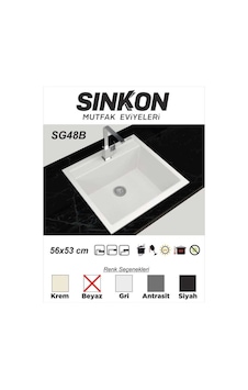 Sinkon Beyaz Granit Eviye 56 x 53 - Sg48B - Sinkon Sinkon Beyaz Granit Eviye 56 x 53 - Sg48B - Sinkon