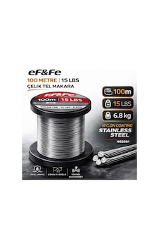 Effe Hg2501 Çelik Tel Makara 100m 15lbs 6.8kg Nylon Coating Stainless Steel