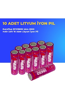 Europlus Epx18650 Mıra 2600 Mah 3.6v 10 Adet Lityum İyon Pil Europlus Epx18650 Mıra 2600 Mah 3.6v 10 Adet Lityum İyon Pil