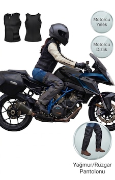 Markaflex 2li Takım Motosiklet Termal Isı Ylıtımlı Motorcu Koruma Yeleği Ve Motosiklet Koruyucu Dizlik Yağmurluk Pantolon Içlik Antrasit