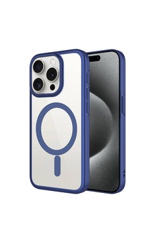 Apple Uyumlu iPhone 15 Pro Max Kılıf Wireless Şarj Özellikli Sert Pc Mat Riksos Magsafe Kapak Kılıf Lacivert