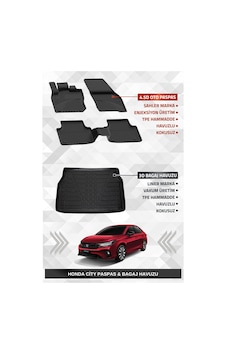 Sahler Honda City 2019+ Uyumlu 4.5d Premium Havuzlu Paspas Ve Liner Marka 3d Bagaj Havuzu