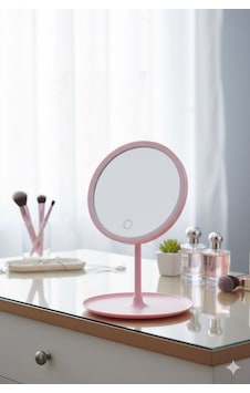 Led Işıklı Dokunmatik Masa Üstü Makyaj Aynası Pembe Pembe Led Işıklı Dokunmatik Masa Üstü Makyaj Aynası Pembe Pembe
