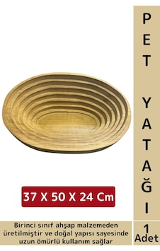Evcil Hayvan Konforlu Kolay Temizlenir Çok Şık Oval Doğal Ahşap Kedi Köpek Yatağı 37 X 50 X 24 Cm