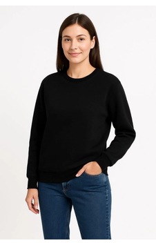 Velmora Fashion Kadın 3 İplik Pamuklu Düz Bisiklet Yaka Sweatshirt - Siyah Velmora Fashion Kadın 3 İplik Pamuklu Düz Bisiklet Yaka Sweatshirt - Siyah