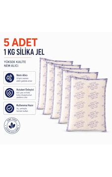5 Adet 1 Kg Silika Jel Nem Alıcı Rutubet Önleyici Şeffaf 5 Adet 1 Kg Silika Jel Nem Alıcı Rutubet Önleyici Şeffaf
