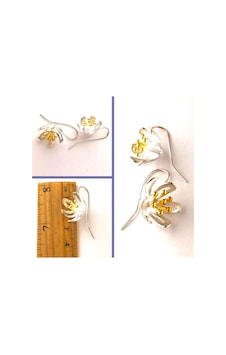 Omeniv Floral Tasarım Gümüş Ton Uzun Çengel Küpe 41912967 Gümüş