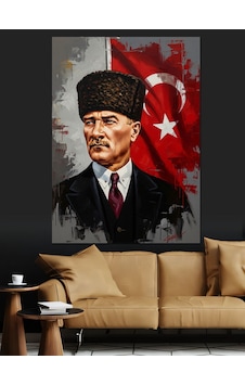 Atatürk Ve Şanlı Türk Bayrağı Dekoratif Kanvas - Mdf Ahşap Tablo Atatürk Ve Şanlı Türk Bayrağı Dekoratif Kanvas - Mdf Ahşap Tablo
