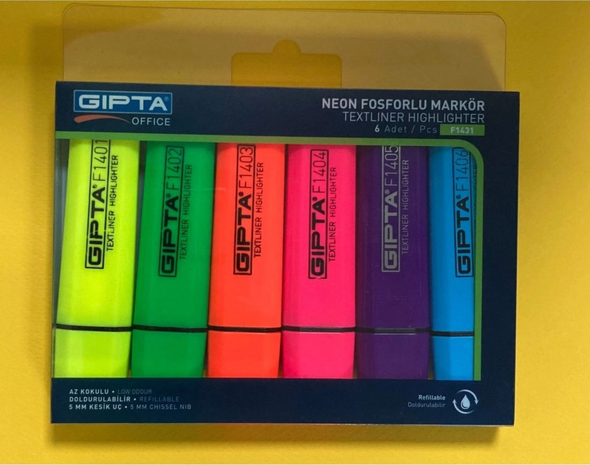 Neon Renkler Fosforlu Kalem 6 Lı Set Karışık Renk 6 Lı Neon Renkler Fosforlu Kalem 6 Lı Set Karışık Renk 6 Lı