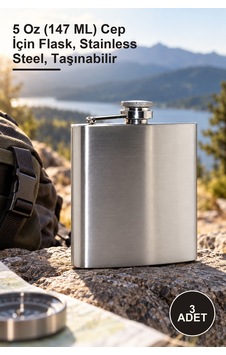 3 Adet Paslanmaz Çelik Matara 5 Oz 147 Ml Cep İçin Flask, Stainless Steel, Taşınabilir 3 Adet Paslanmaz Çelik Matara 5 Oz 147 Ml Cep İçin Flask, Stainless Steel, Taşınabilir