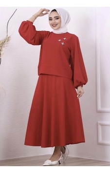 Lovie Moda Kadın Yıldız Taşlı Etekli Takım Kırmızı Lovie Moda Kadın Yıldız Taşlı Etekli Takım Kırmızı