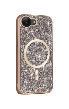 Apple  Uyumlu iPhone 16e Kılıf Pırlanta Tasarımlı M-safe Şarj Özellikli Zore Mozaik Silikon Kapak