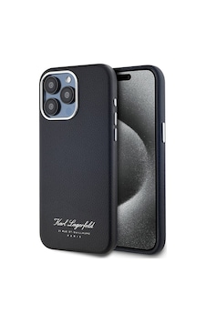Apple Uyumlu iPhone 15 Pro Max  Kılıf Karl Lagerfeld  Lisanslı Kl Yazılı Hotel Kapak Siyah