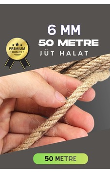 6 Mm 50 Metre Jüt Halat Dekoratif Hasır İp Urgan Süs Çeşidi