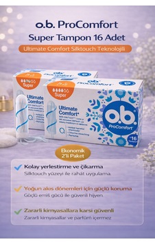 O.b. Procomfort Super Tampon 16lı 2 Paket Ultimate Comfort Silktouch Teknolojili O.b. Procomfort Super Tampon 16lı 2 Paket Ultimate Comfort Silktouch Teknolojili