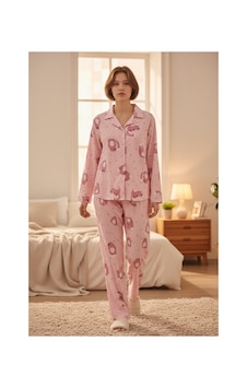 Feg Store Kedi Baskılı Düğmeli Süet Soft Dokulu Uzun Kollu Kışlık Pijama Takımı Pembe Feg Store Kedi Baskılı Düğmeli Süet Soft Dokulu Uzun Kollu Kışlık Pijama Takımı Pembe