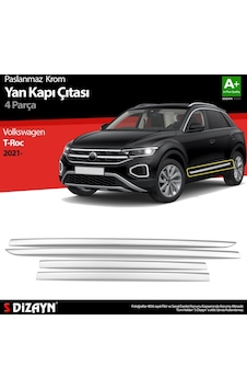 S-Dizayn  Volkswagen T-roc Uyumlu Makyajlı Krom Yan Kapı Çıtası 4 Parça. 2021 Üzeri Parça