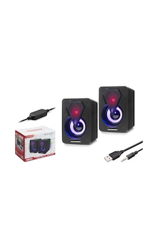 Hadron Hd6053 Ledli 1+1 Kanal 2x3w Çıkışlı 3.5mm Aux Ses + Usb Güç Beslemeli Bilgisayar Hoparlörü - Siyah Hadron Hd6053 Ledli 1+1 Kanal 2x3w Çıkışlı 3.5mm Aux Ses + Usb Güç Beslemeli Bilgisayar Hoparlörü - Siyah