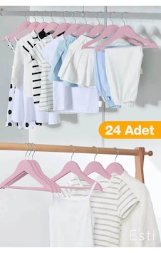 Esti 24 Adet - Ahşap Görünümlü Çocuk Ve Bebek Elbise ,kıyafet Askısı Pembe Kahverengi Esti 24 Adet - Ahşap Görünümlü Çocuk Ve Bebek Elbise ,kıyafet Askısı Pembe Kahverengi