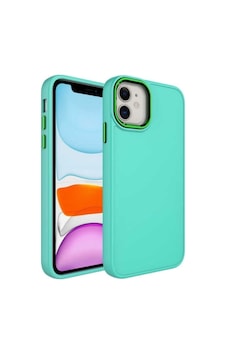 Apple Uyumlu iPhone 11 Kılıf Metal Çerçeve Ve Buton Tasarımlı Silikon Zore Luna Kapak Turkuaz Apple Uyumlu iPhone 11 Kılıf Metal Çerçeve Ve Buton Tasarımlı Silikon Zore Luna Kapak Turkuaz