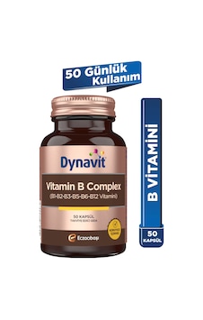 Dynavit Vitamin B Complex 50 Kapsül - B1, B2, B3, B5, B6, B12 Vitamini- Enerji Dynavit Vitamin B Complex 50 Kapsül - B1, B2, B3, B5, B6, B12 Vitamini- Enerji