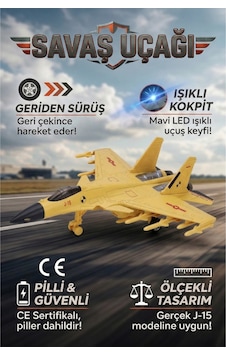 J-15 Savaş Uçağı Oyuncak Işıklı Çek Bırak Maket Jet 23 Cm - Piller Dahil