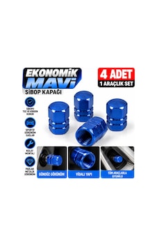 Ekonomik Mavi Sibop Kapağı 4'lü Set Metalik Mavi Araç Lastik Sibop Koruyucu Dekoratif Vidalı Kapak - 939661693 Ekonomik Mavi Sibop Kapağı 4'lü Set Metalik Mavi Araç Lastik Sibop Koruyucu Dekoratif Vidalı Kapak - 939661693
