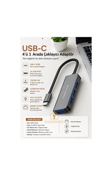 Kalemhane Usb-c 4 Ü 1 Arada Çoklayıcı Adaptör Kalemhane Usb-c 4 Ü 1 Arada Çoklayıcı Adaptör