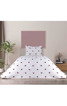 Love Çift Taraflı 2 Parça Tek Kişilik Yatak Örtüsü Beyaz Love Çift Taraflı 2 Parça Tek Kişilik Yatak Örtüsü Beyaz