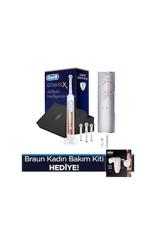 Oral-B Genius X AI Luxury Rosegold Şarj Edilebilir Diş Fırçası + Seyahat Kabı + Braun Silk-Epil 5 5620 Kadın Bakım