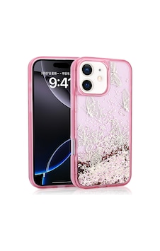 Apple Uyumlu iPhone 12 Kılıf Sıvılı Simli Kelebek Baskılı Şeffaf Arka Yüzey Zore Glis Silikon Kapak Pembe Apple Uyumlu iPhone 12 Kılıf Sıvılı Simli Kelebek Baskılı Şeffaf Arka Yüzey Zore Glis Silikon Kapak Pembe