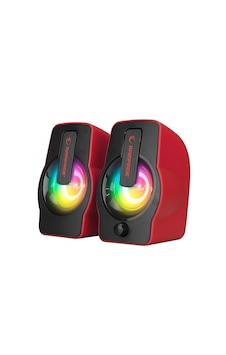 Kırmızı - Rgb Işıklı 1+1 Hoparlör Speakaer Set Usb Kablo 2.0 Multimedya - 6w