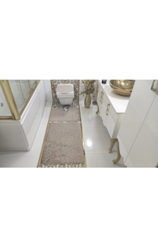 Gofraj Bej Banyo Halısı Klozet Takımı 3'Lü Set Bej Gofraj Bej Banyo Halısı Klozet Takımı 3'Lü Set Bej