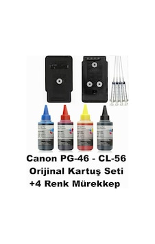 Canon Pixma E414 Pg-46/cl-56 Siyah-renkli Tıpalı Dolabilen Mürekkepli Kartuş Seti Canon Pixma E414 Pg-46/cl-56 Siyah-renkli Tıpalı Dolabilen Mürekkepli Kartuş Seti